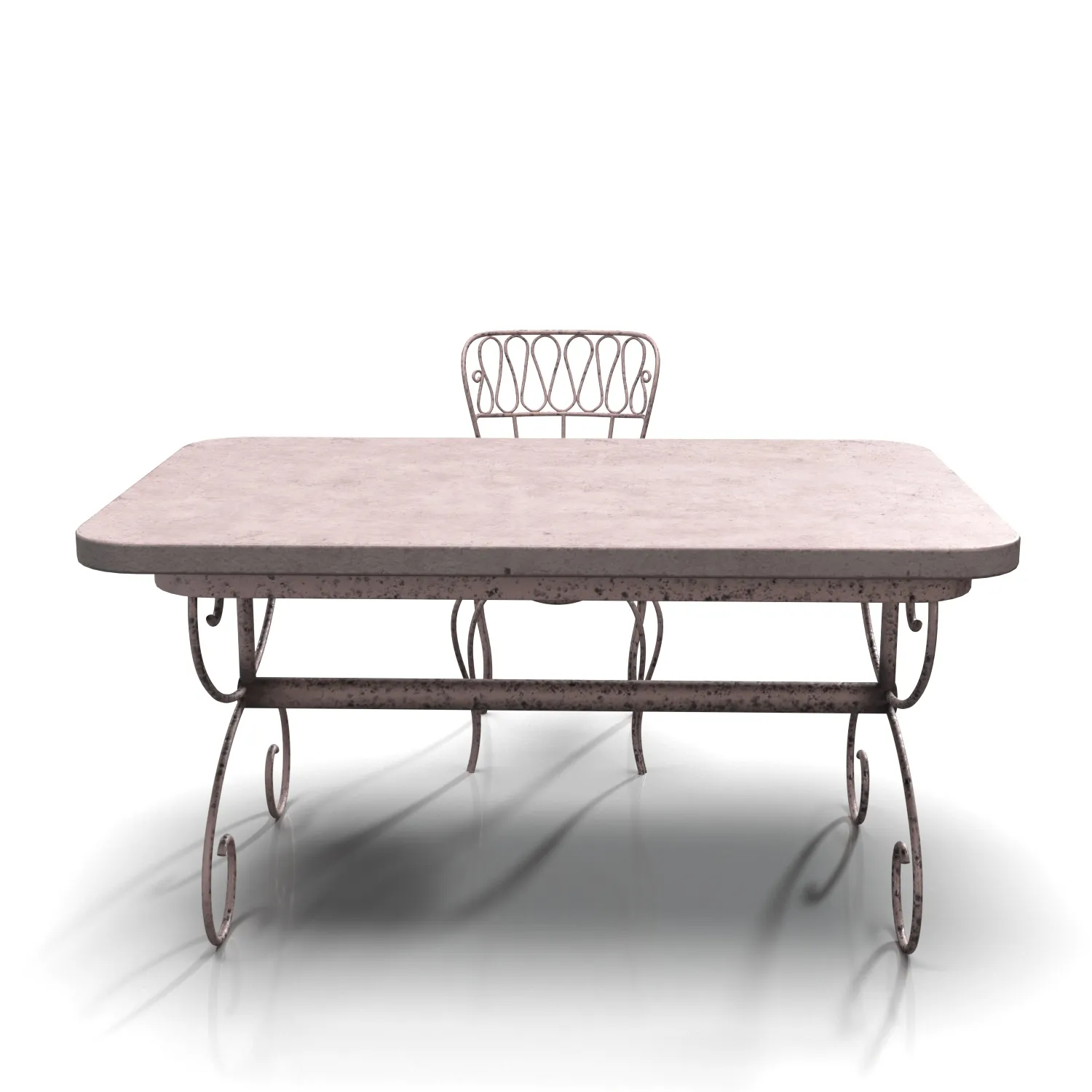 Rustic Iron Garden Table And Armchair PBR 3D Model_04